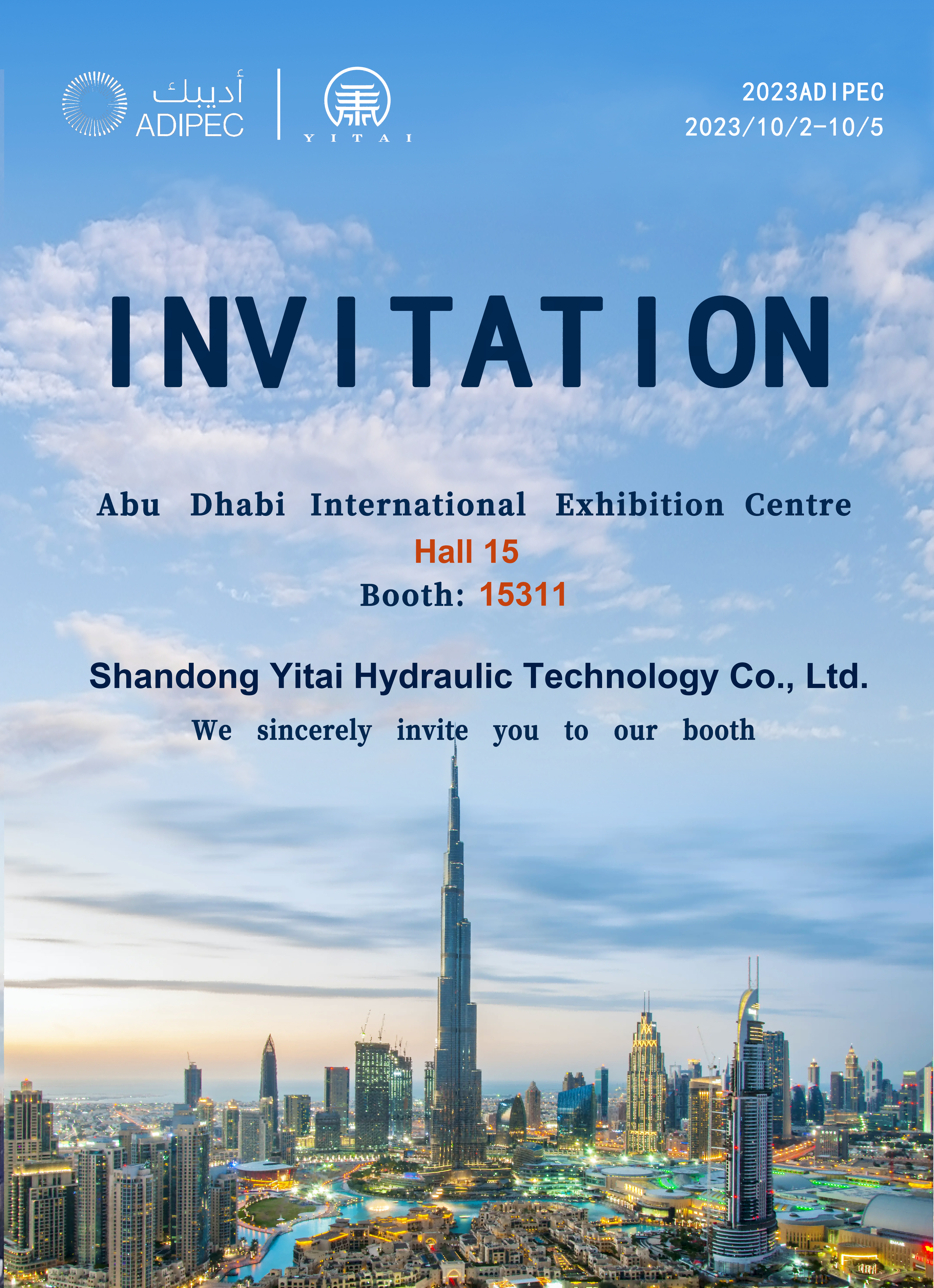 Yitai Hydraulica participabit MMXXIII ADIPEC